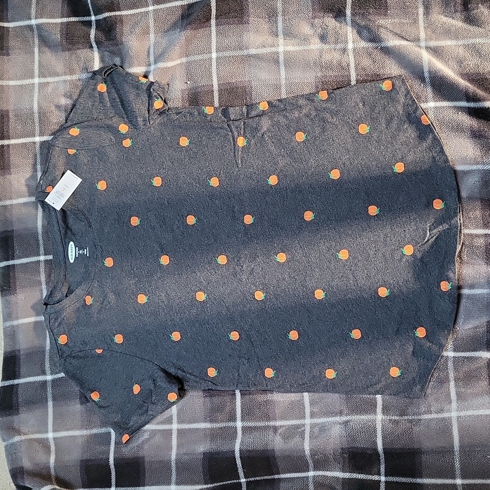 Pumpkin Printed 100% Cotton Tshirt From Old Navy, Size Small Tall, New With Tags